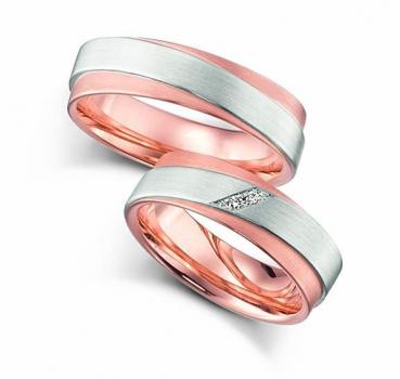 Trauringe Weiss-Rosegold von Fischer 05 05442/060